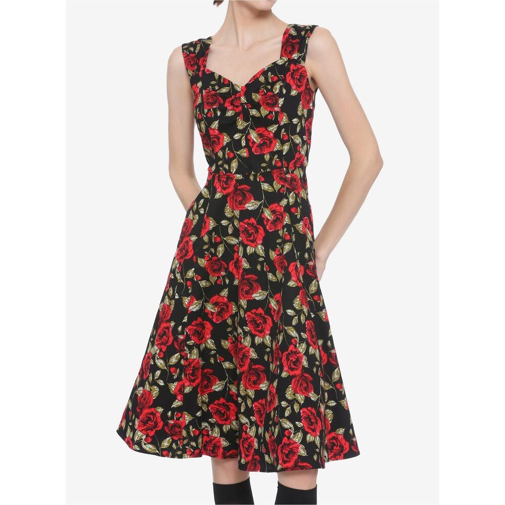 Orchid Bloom Hot Topic Red Roses Retro Dress NWT